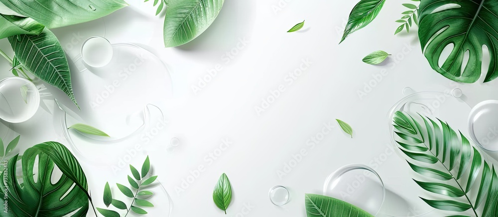 Poster spring bright fresh white abstract background featuring circles as a frame for text complemented by 