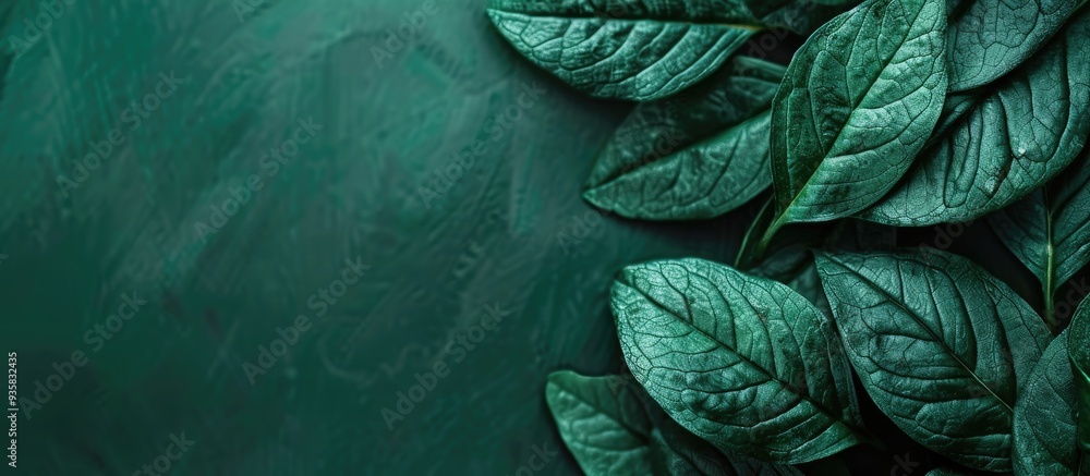 Aufkleber close up view of a green leaf with copyspace leaf texture for an abstract background