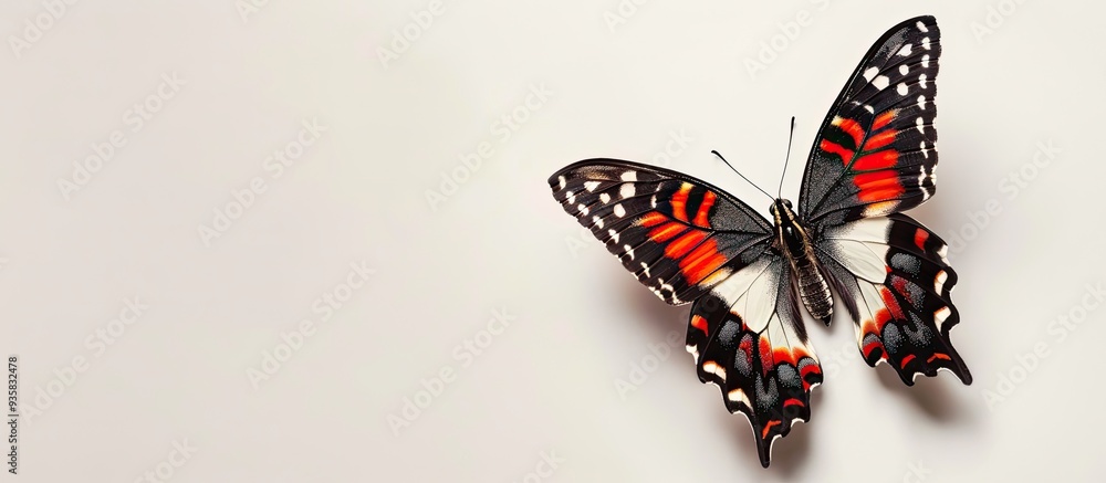 Poster butterfly sphinx mereps set against a white background. copy space image. place for adding text and 