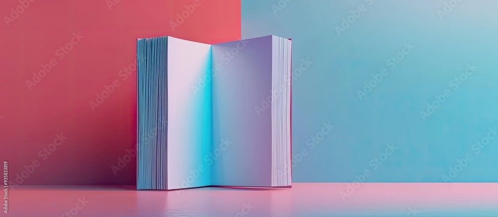 Poster blank book on a colored background. copy space image. place for adding text and design