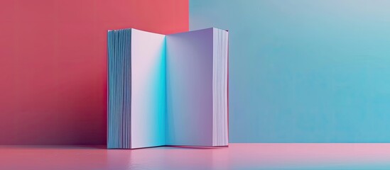 Fototapeta premium Blank book on a colored background. Copy space image. Place for adding text and design