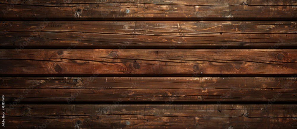 Poster a background texture of brown wooden boards featuring a horizontal frame with a space for text. copy