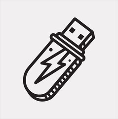 USB Flash Vector silhouette illustration icon on a white background