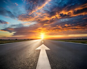 low angle photograph of arrow painted on the road 
