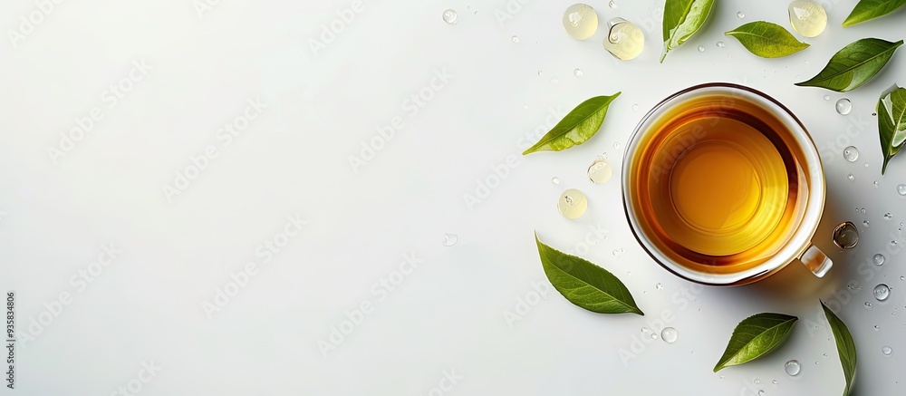 Aufkleber green tea placed on a white background. copy space image. place for adding text and design