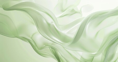 Obraz premium A flowing abstract design in soft green hues, evoking a sense of calm and tranquility.