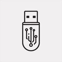 USB Flash Vector silhouette illustration icon on a white background