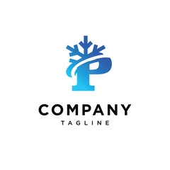 Letter P Ice Cool logo icon vector