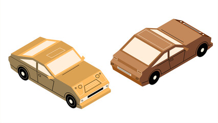 isometric flat
 car colorful vector illustration set