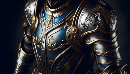 armor knight in blue and gold