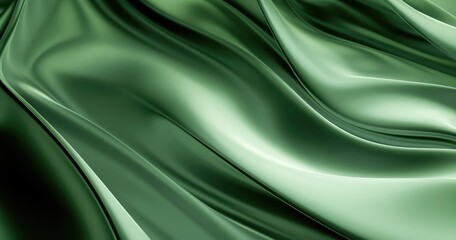 Obraz premium A smooth, flowing texture in shades of green, resembling silk or fabric, creating a calming and elegant visual effect.
