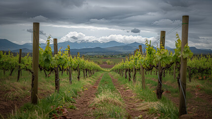 Vineyards in the Alsace Region with Mountain Views
