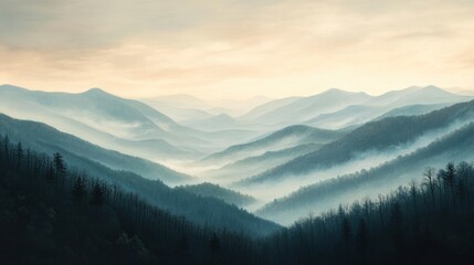 Smoky mountain ridges with generative ai