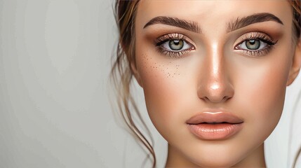 Makeup artistry techniques for enhancing features and creating different looks on a woman's face.