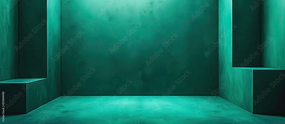 Poster cobalt green empty background for ad design. copy space image. place for adding text and design