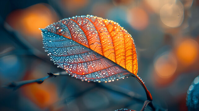 A vibrant macro shot of a leaf with a 3D holographic shape hovering just above its surface