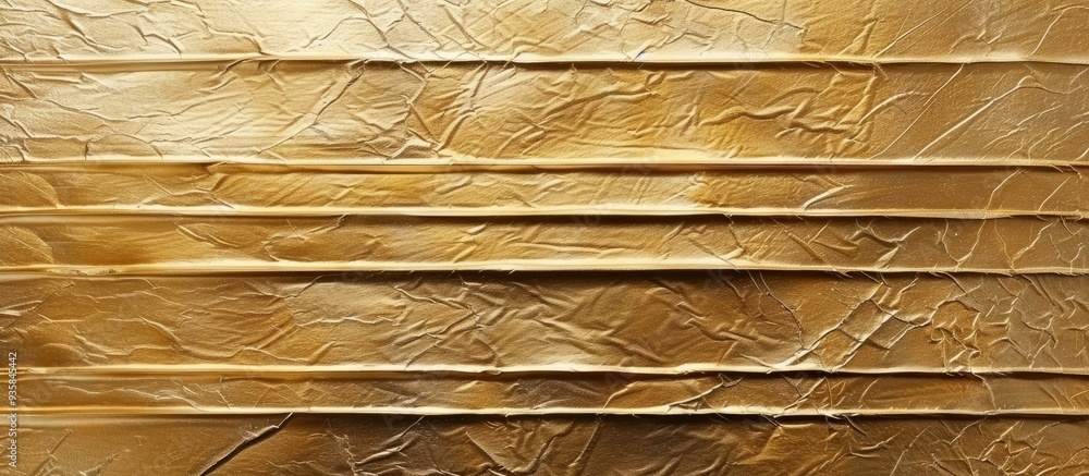 Aufkleber gold foil backdrop golden metallic textured paper featuring horizontal stripes. copy space image. pl