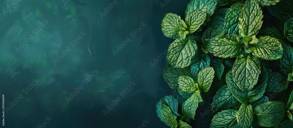 Aufkleber mint leaves plant. copy space image. place for adding text and design