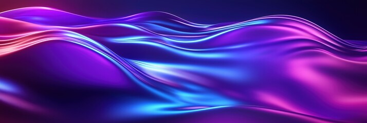 Obraz premium Blue and purple abstract modern banner. Mercury waves shimmer gradient on purple background. Futuristic liquid with matte surface, motion concept.