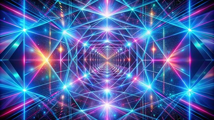 Fototapeta premium Futuristic holographic composition with geometric patterns and laser beams