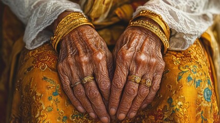 A gentle embrace is cradled in tenderness by weathered hands