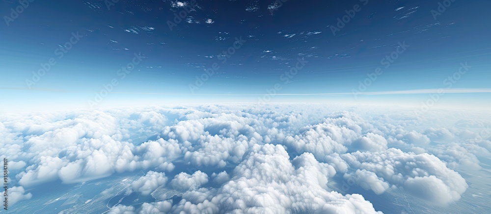 Aufkleber sky above the cloud cover. copy space image. place for adding text and design