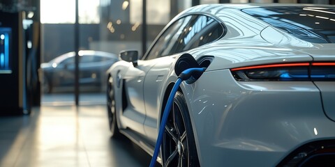 Charging an electric car, a future of transportation.