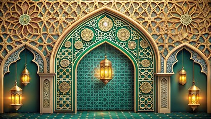 Ornate arches and intricate designs symbolizing mawlid festivities