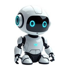 Cute Mini ai robot isolated on transparent background