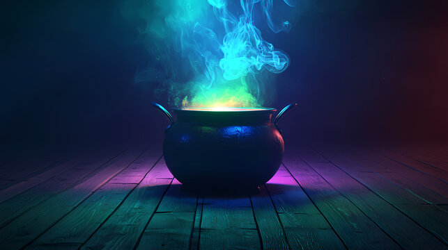 Magic Potion in a Black Cauldron