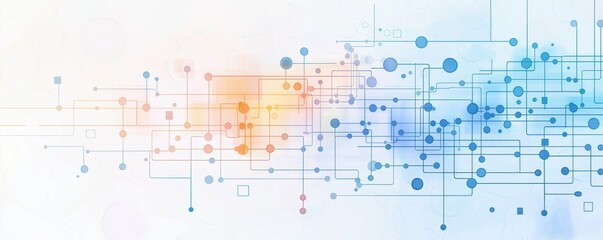 Obraz premium Network management interface, detailed data flow, watercolor style