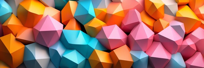 Obraz premium Abstract Colorful Geometric Shapes Background - A vibrant abstract background featuring a close-up of colorful geometric shapes, symbolizing creativity, energy, diversity, unity, and abstract art.