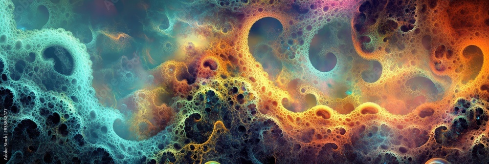 Aufkleber abstract cosmic landscape: vibrant colors and intricate patterns - a captivating abstract image repr