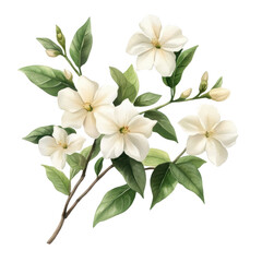 Beautiful illustration of white flowers with green leaves, perfect for nature-themed designs and floral arrangements.