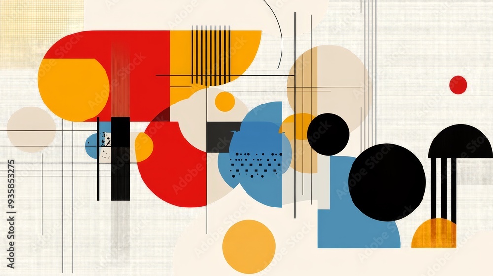 Poster abstract geometric art with bold colors and shapes - a vibrant abstract design featuring overlapping