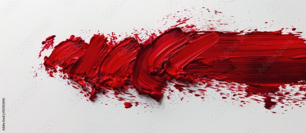 Poster template for your banner text a textured red oil paint brush stroke set against a white background. 