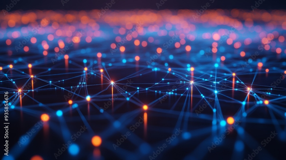 Poster abstract network connection, digital technology, futuristic technology, global network, cyber space 