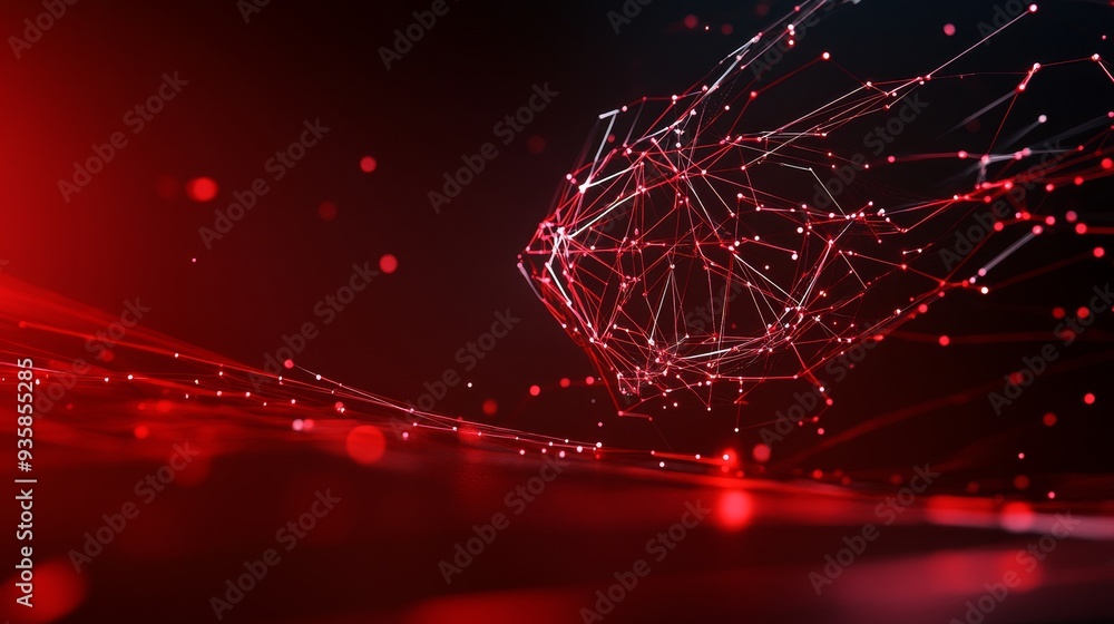 Poster abstract red and white geometric network background - a red and white geometric network background r