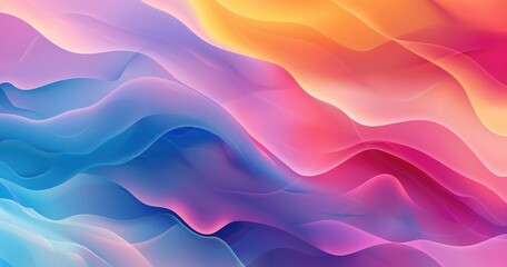 Obraz premium A vibrant abstract design featuring flowing waves of color, blending shades of blue, pink, and orange for a dynamic visual effect.