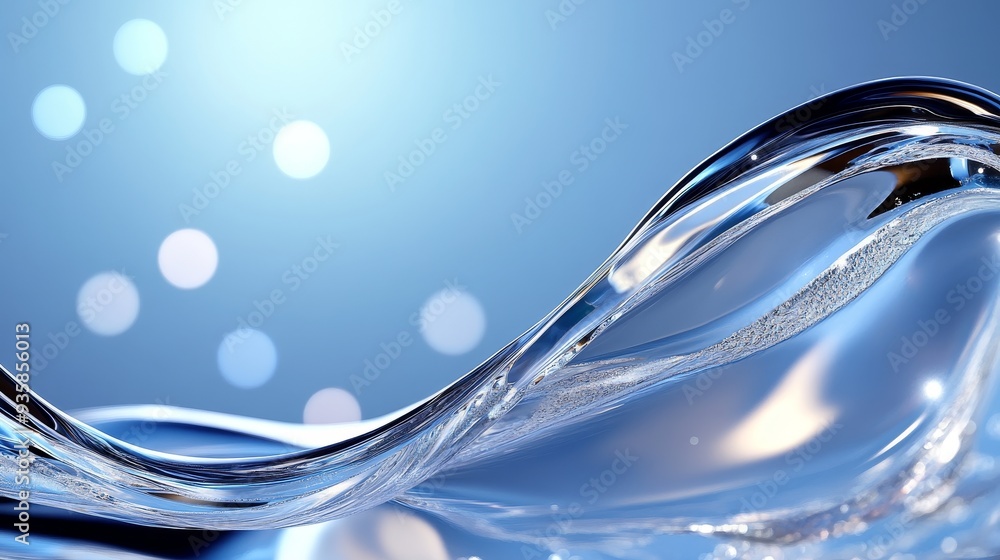 Poster abstract water wave with bokeh background - a close-up of a water wave with a blurred bokeh backgrou