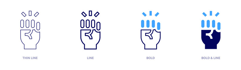 Fight symbol icon in 4 different styles. Thin Line, Line, Bold, and Bold Line. Duotone style. Editable stroke