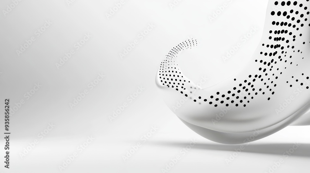 Aufkleber abstract white curved shape with black dot pattern - a white curved shape with a black dot pattern, 