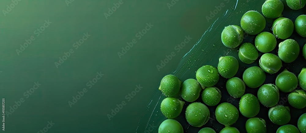 Poster fresh green peas. copy space image. place for adding text and design