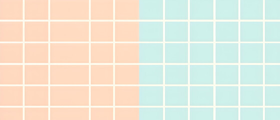 A flat vector illustration of a background design with stripes and grids, using two pastel colors like soft peach and baby blue. The stripes are simple and uniform, a delicate grid pattern 