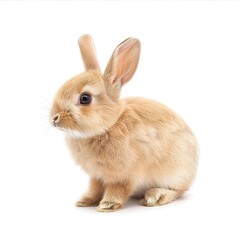 Obraz premium Rabbit Isolated on a White Background: Detailed and Lifelike Illustration of a Rabbit, Featuring Its Soft Fur and Distinctive Features, Set Against a Clean White Backdrop.