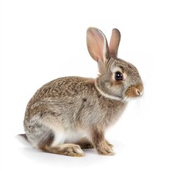 Rabbit Isolated on a White Background: Detailed and Lifelike Illustration of a Rabbit, Featuring Its Soft Fur and Distinctive Features, Set Against a Clean White Backdrop.