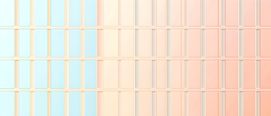 A flat vector illustration of a background design with stripes and grids, using two pastel colors like soft peach and baby blue. The stripes are simple and uniform, a delicate grid pattern 