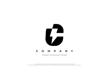 Simple Letter C Bolt Logo Design