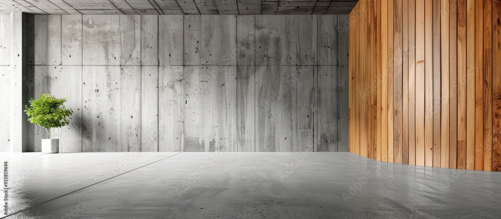 Poster concrete with a wooden structure. copy space image. place for adding text and design