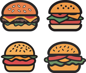 Cartoon Burger Set